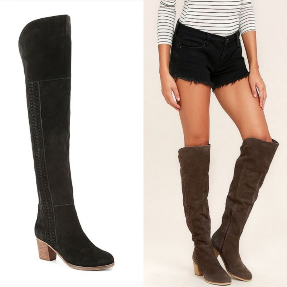 New MATISSE Over the Knee Suede Boots Black 7M Worn 1x!